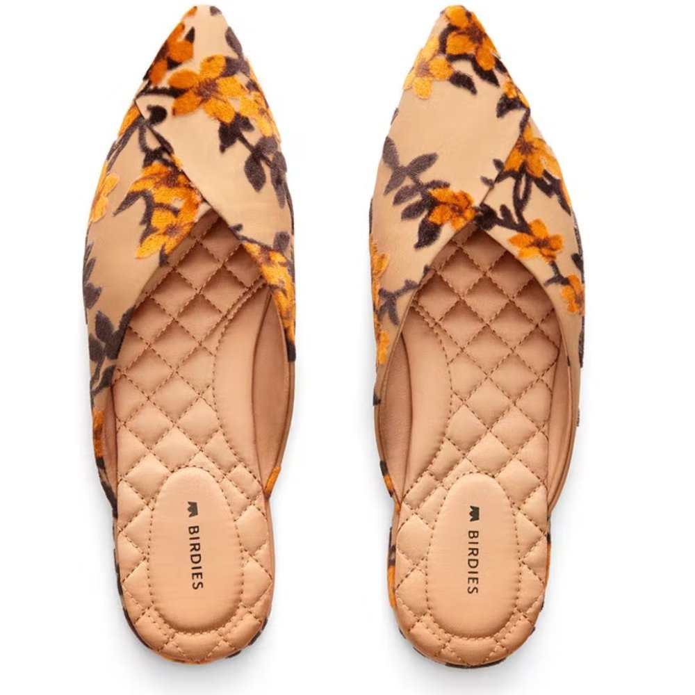 Birdies Orange and Yellow Quilted Flats